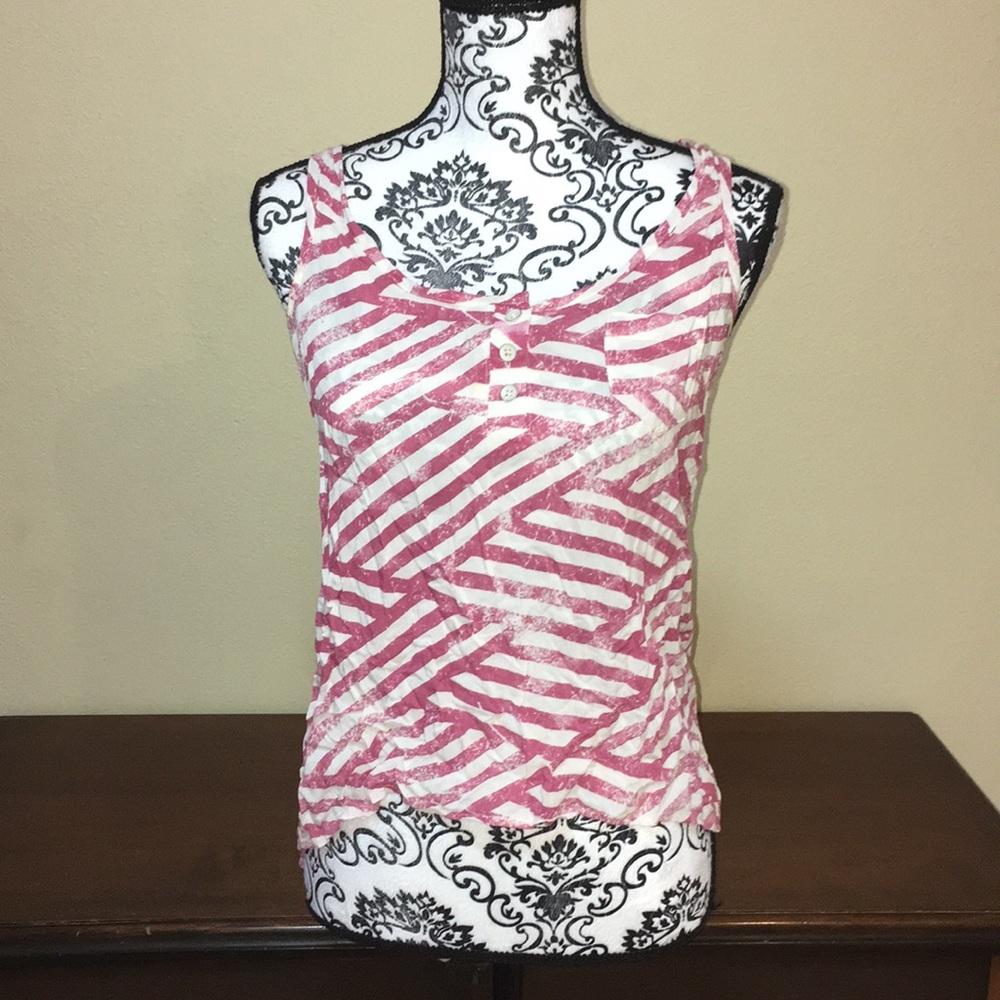 Red Stripped Buttoned Tank.